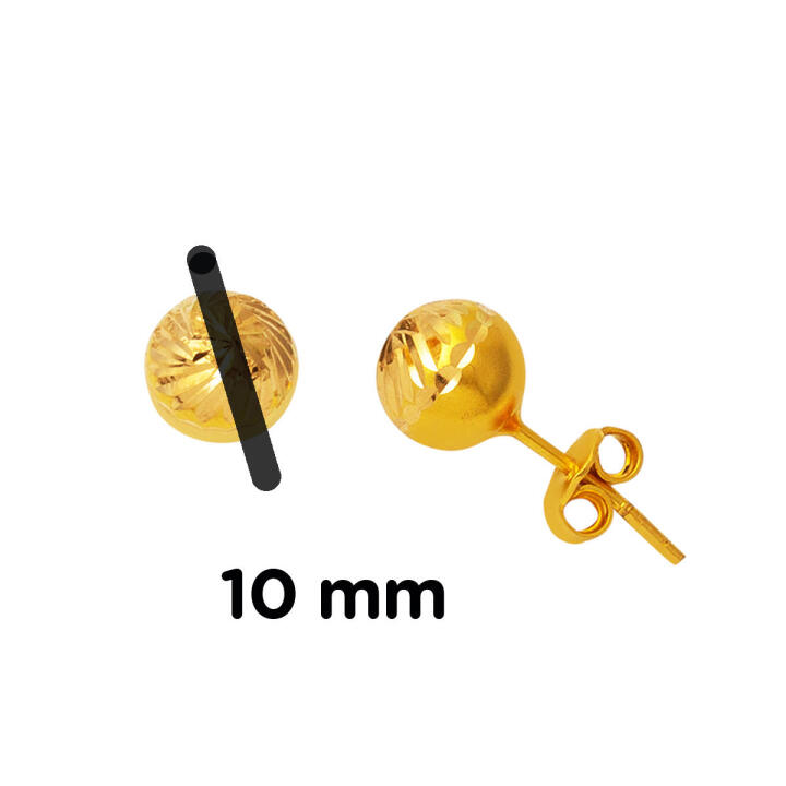 10 mm. Vidalı 22 Ayar Top Altın Küpe - 5