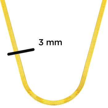 3 mm Enli 22 Ayar Altın Ezme Zincir - 50 cm - 7