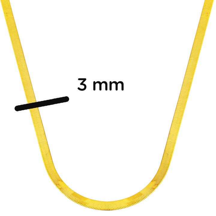 3 mm Enli 22 Ayar Altın Ezme Zincir - 50 cm - 7